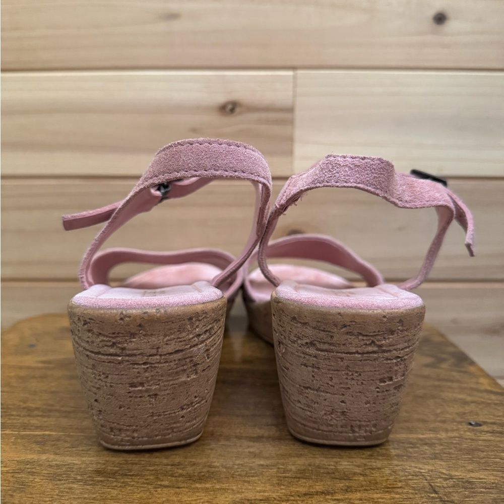 Sundance Size 40 (9) Pink Leather Suede Cork Wedge Platform Sandal Shoes - Picture 6 of 7